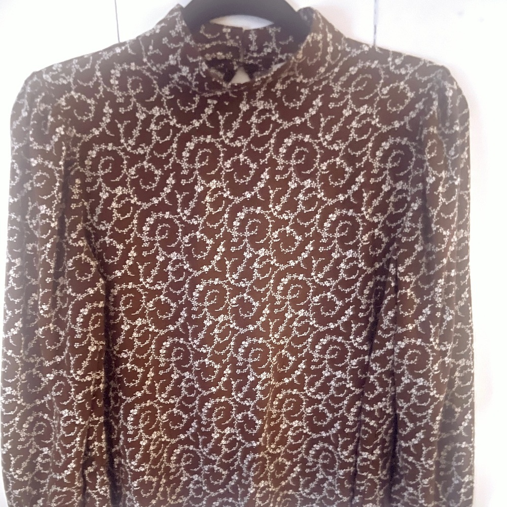 Loft Mock Turtleneck Floral Blouse, size MP